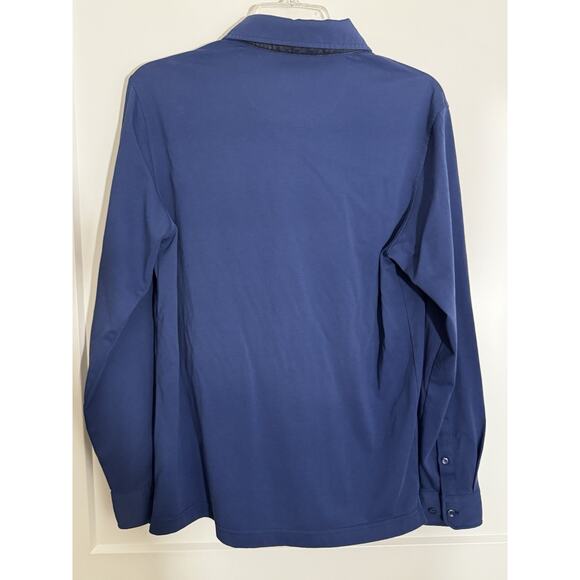 Veboon Polo Shirt Sz S Blue Long Sleeves Stretch Casual Gorpcore Comfort - Picture 6 of 12